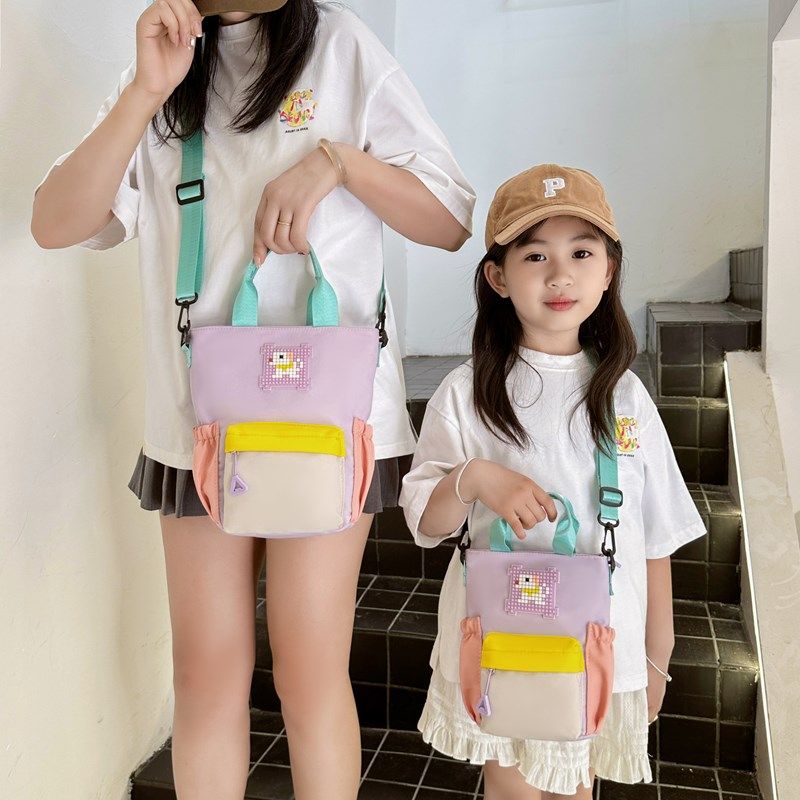 儿童休闲亲子拼色超萌时尚户外出游卡通手提小背包百搭单肩斜挎包,淘宝优惠券,粉丝福利购,淘宝优惠卷