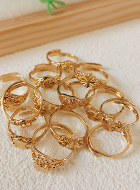 黄铜镀真金开口戒指批发