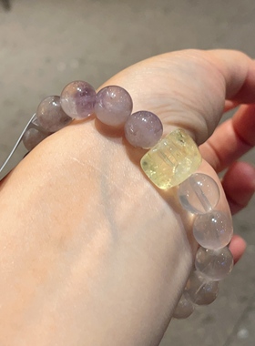 天然粉水晶手链女款单圈