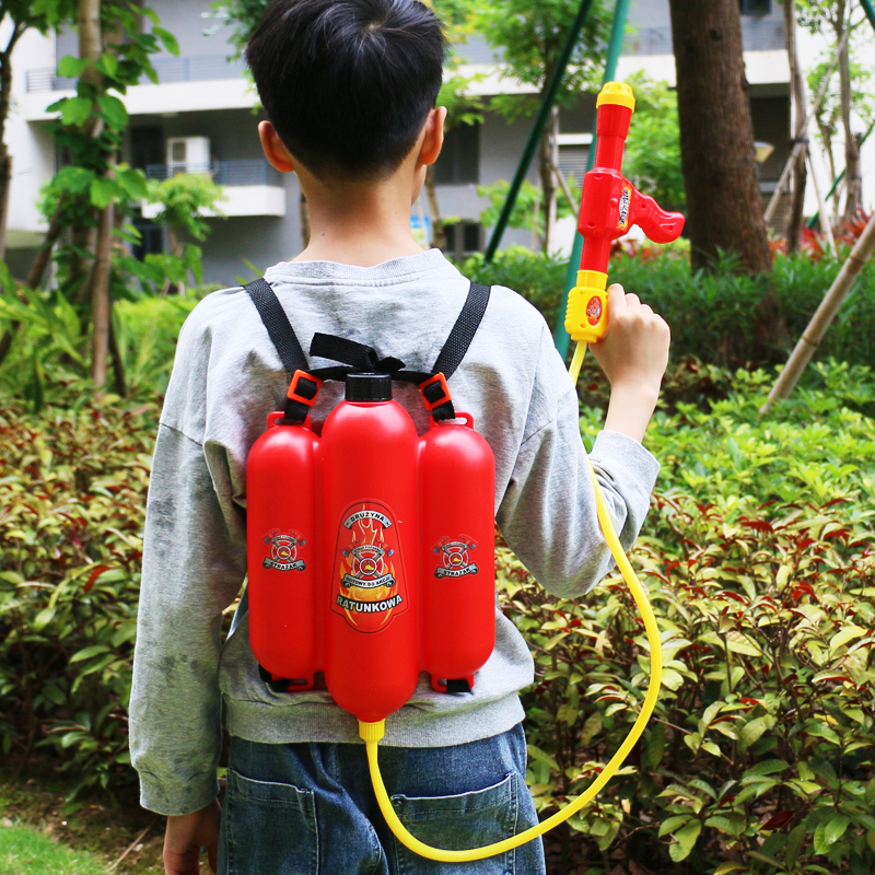 儿童消防灭火器水枪玩具抽拉式喷水男女孩大容量背包创意玩具水枪