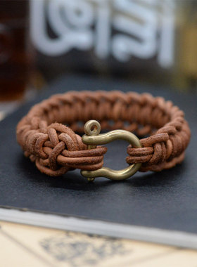 手作手工编制编织植鞣革手环手镯
