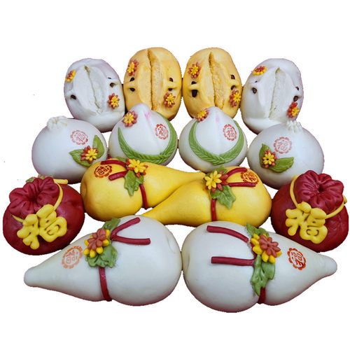 喜馍馍馒头胶东花饽饽寿桃大枣饽饽刺猬圣虫佛手石榴元宝葫芦鱼 - 图3