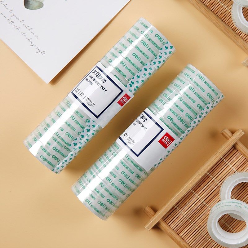 得力透明胶带批发透明胶粘贴胶纸36卷装1.8cm单面强力小窄胶布24筒办公文具学生错题易手撕花店封口细胶条,淘宝优惠券,粉丝福利购,淘宝优惠卷