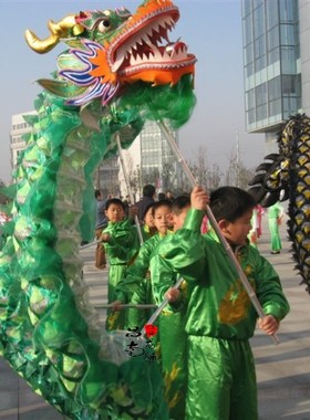 3节儿童菱网布龙舞狮舞龙龙头校庆表演龙狮道具中国民俗工艺品