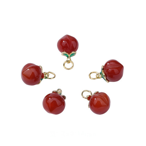 天然红玛瑙柿子桃子吊坠 diy手工串珠项链百搭配饰女时尚柿子配件 - 图3