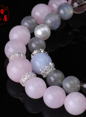 灰月光马达加斯粉晶手串女友闺蜜