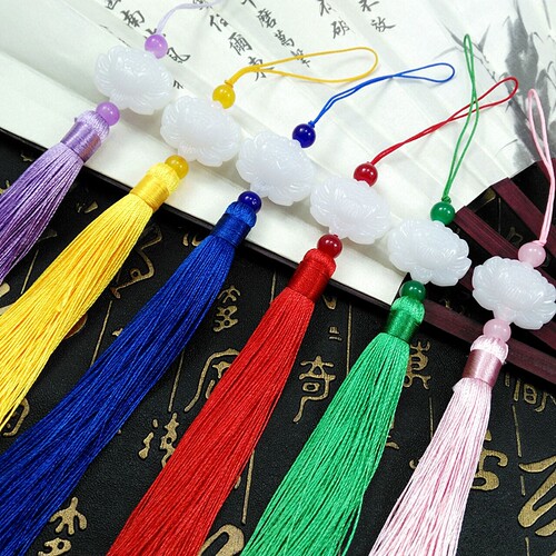 白玉莲花流苏穗子 汉服流苏挂穗中国风挂坠流苏diy材料扇坠宫廷 - 图0
