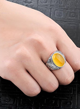 复古霸气戒指空托男款蜜蜡戒指托