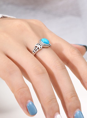 复古简约椭圆形戒指空托镶嵌配件