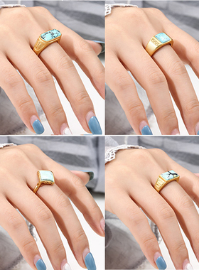 复古霸气马鞍方形男女戒指空托