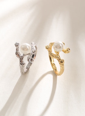 珍珠DIY饰品配件日韩开口戒指