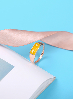 925纯银方形男士镀白金戒指托