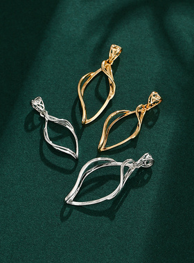 吊坠空托女棱形18K金色翡翠蜜蜡