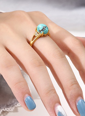 戒指空托镶嵌绿松石戒托配件