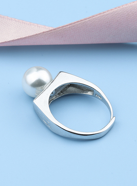 925银戒指配件珍珠镶嵌琥珀空托