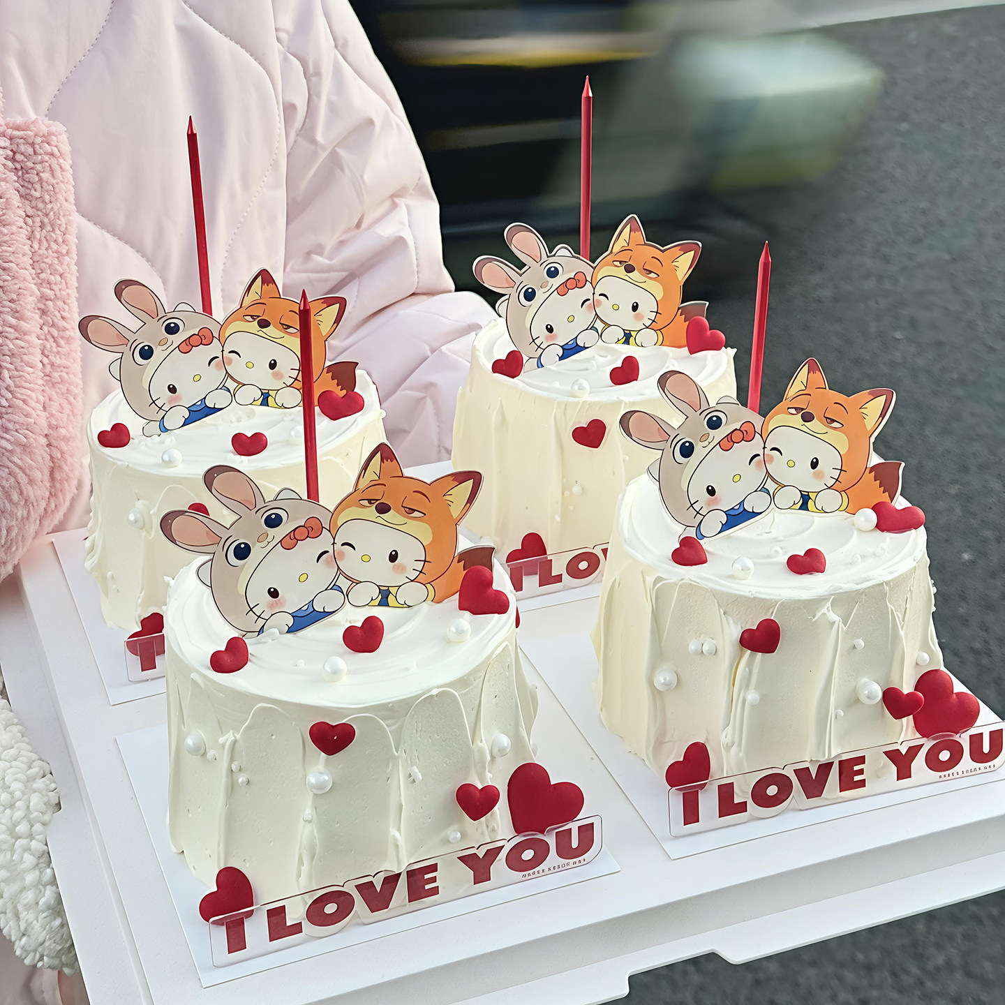 包邮2.14情人节蛋糕装饰插件亚克力狐兔Kitty情侣ILOVEU爱心表白,淘宝优惠券,粉丝福利购,淘宝优惠卷