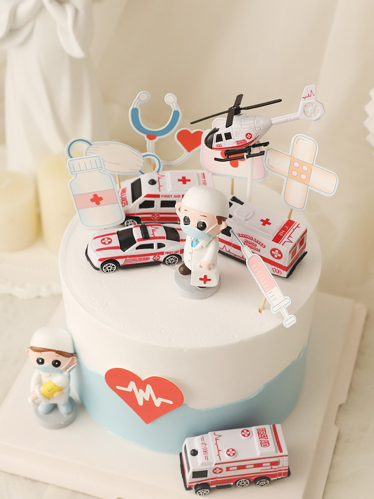 烘焙蛋糕装饰摆件救护车819医师节医生护士白衣天使节日插卡插件,淘宝优惠券,粉丝福利购,淘宝优惠卷