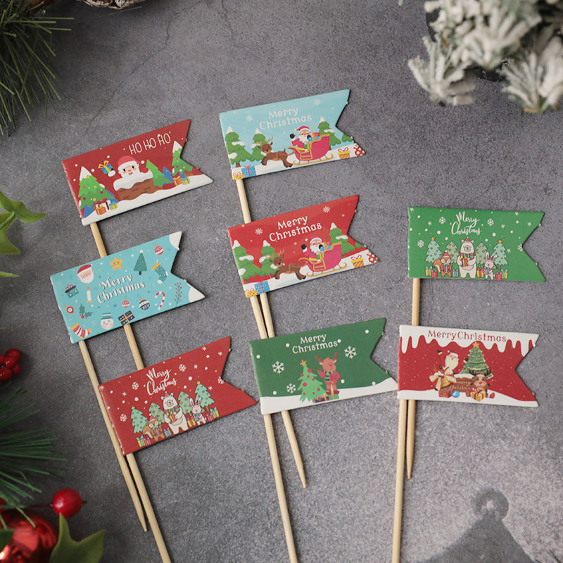 烘焙蛋糕装饰纸杯蛋糕插旗圣诞节MERRYCHRISTMAS甜品台插牌插件,淘宝优惠券,粉丝福利购,淘宝优惠卷