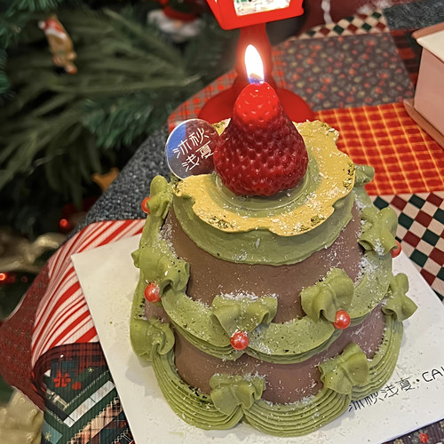 包邮网红圣诞节圣诞树蛋糕装饰摆件帽子小熊草莓星星蜡烛插件糖珠 - 图1