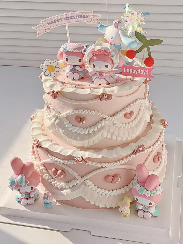网红蛋糕装饰摆件插件KT猫美乐蒂三丽鸥库洛米帕恰狗女孩生日甜品,淘宝优惠券,粉丝福利购,淘宝优惠卷