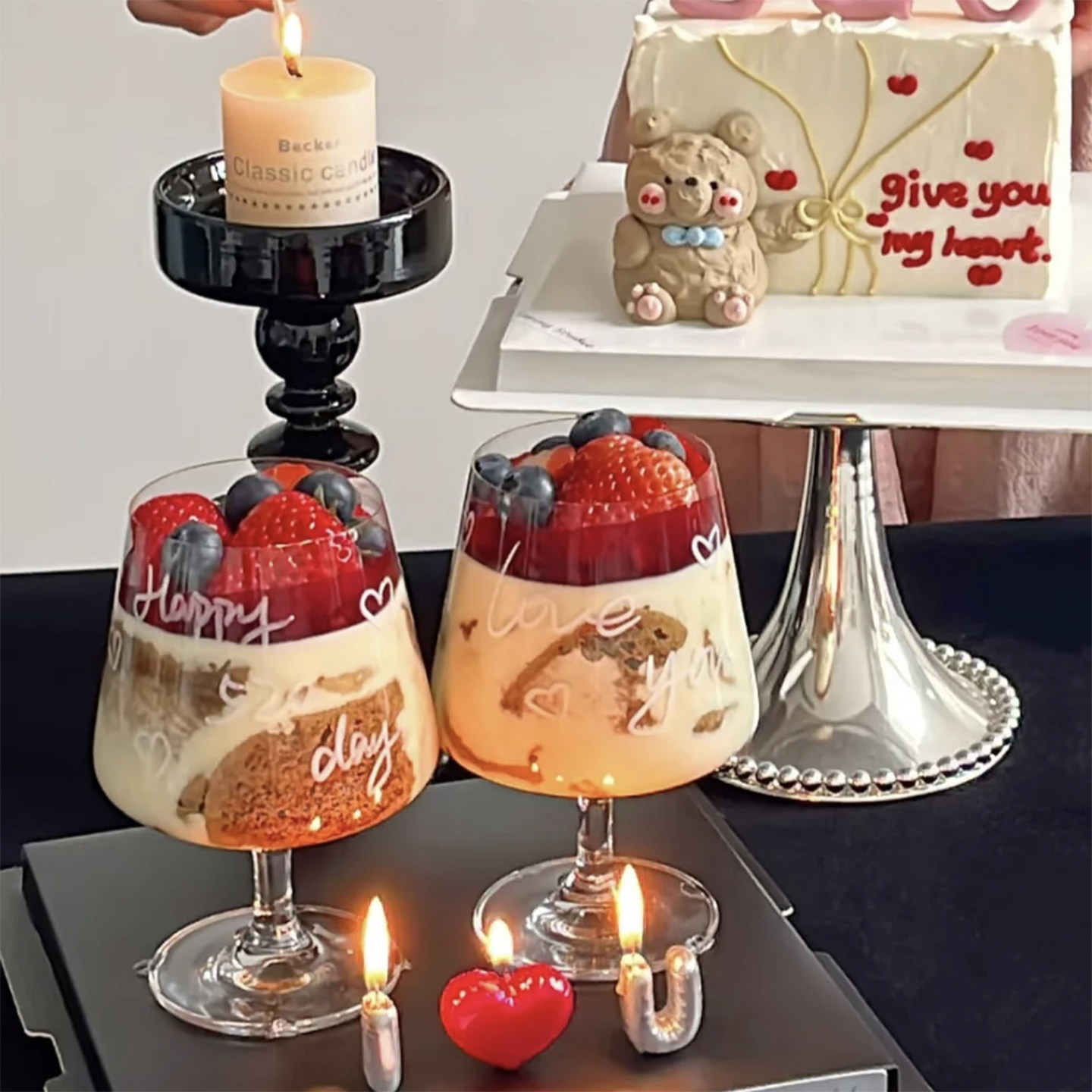 七夕情人节烘焙蛋糕装饰摆件我爱你蜡烛高脚酒杯子甜品包装盒插件,淘宝优惠券,粉丝福利购,淘宝优惠卷