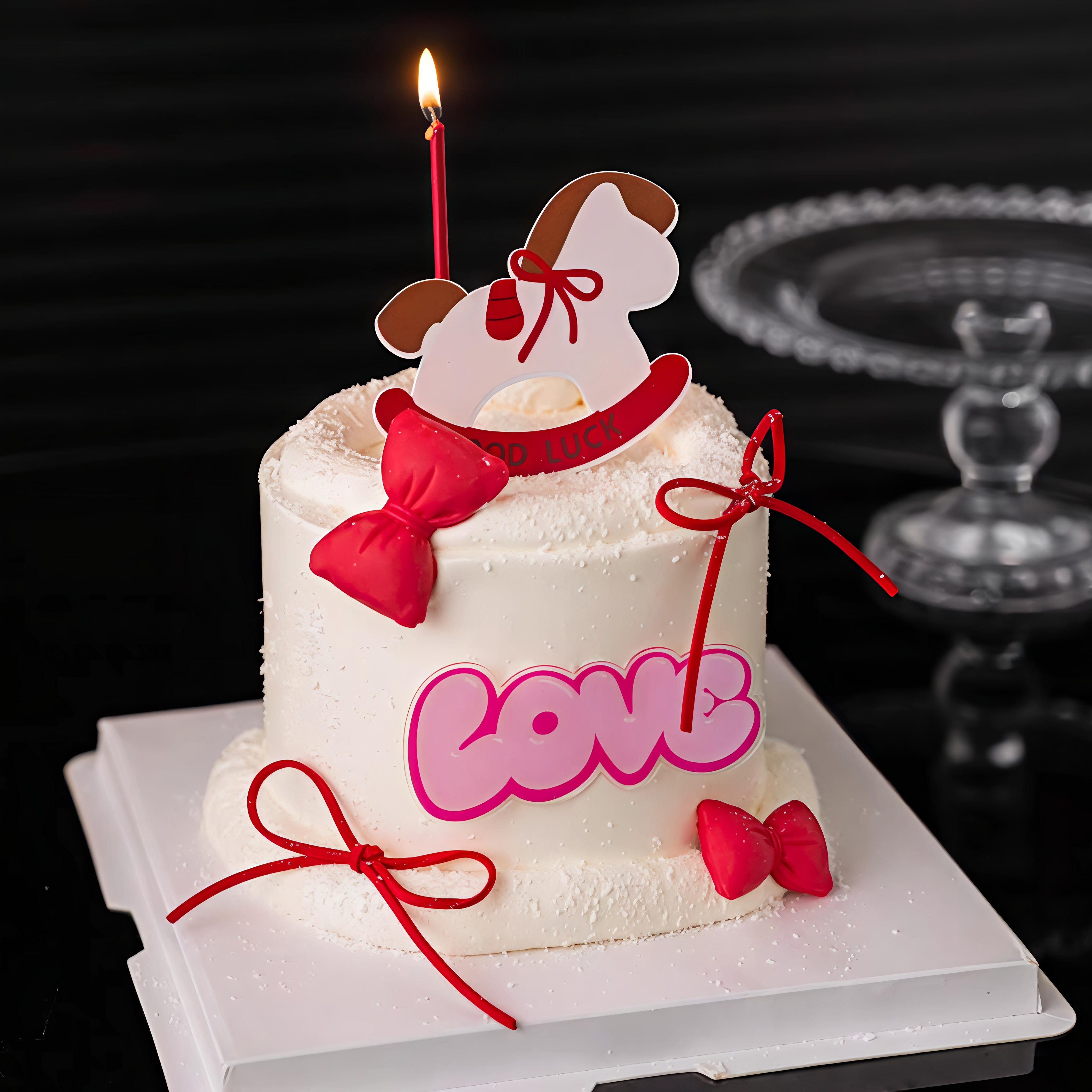 网红214情人节烘焙蛋糕装饰摆件亚克力可爱摇摇马蝴蝶结Love插件,淘宝优惠券,粉丝福利购,淘宝优惠卷