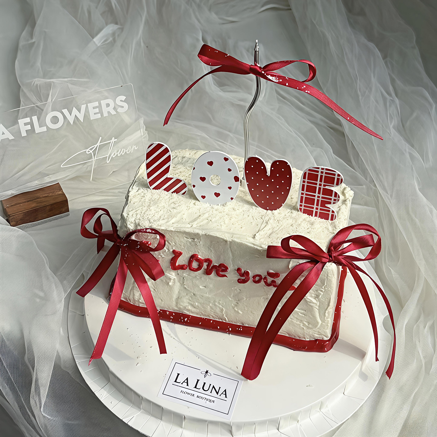 包邮网红2.14情人节蛋糕装饰摆件亚克力印花红白LOVE红色丝带插件,淘宝优惠券,粉丝福利购,淘宝优惠卷