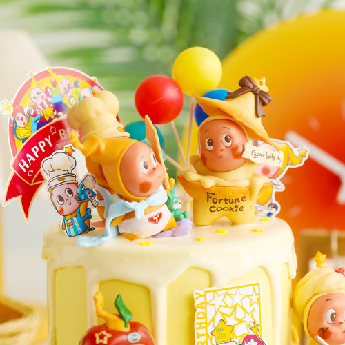 包邮星星人星仔卡通摆件网红生日蛋糕装饰蜡烛厨师恐龙儿童插件 - 图2