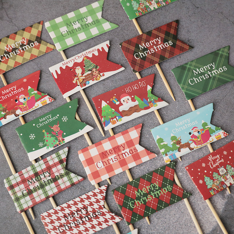 烘焙蛋糕装饰纸杯蛋糕插旗圣诞节MERRYCHRISTMAS甜品台插牌插件,淘宝优惠券,粉丝福利购,淘宝优惠卷