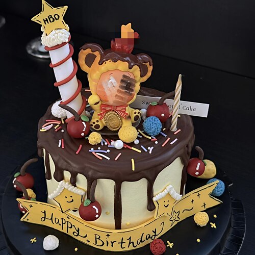 包邮网红烘焙生日蛋糕装饰摆件布丁吹泡泡星星宝卡通星仔甜品插件 - 图3