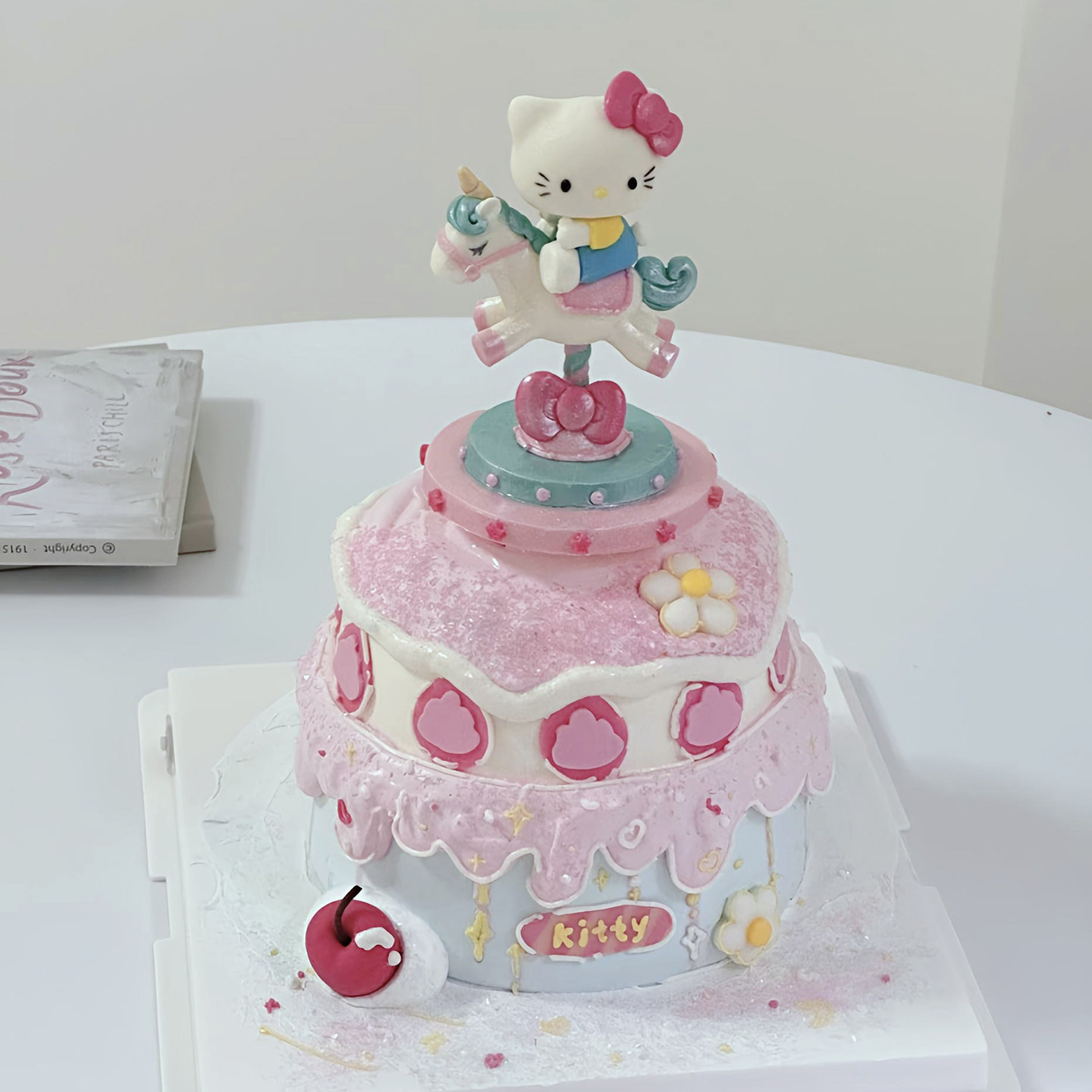 包邮佳妍同款烘焙悬浮自动旋转kt小猫木马烘焙蛋糕底托双层包装盒,淘宝优惠券,粉丝福利购,淘宝优惠卷