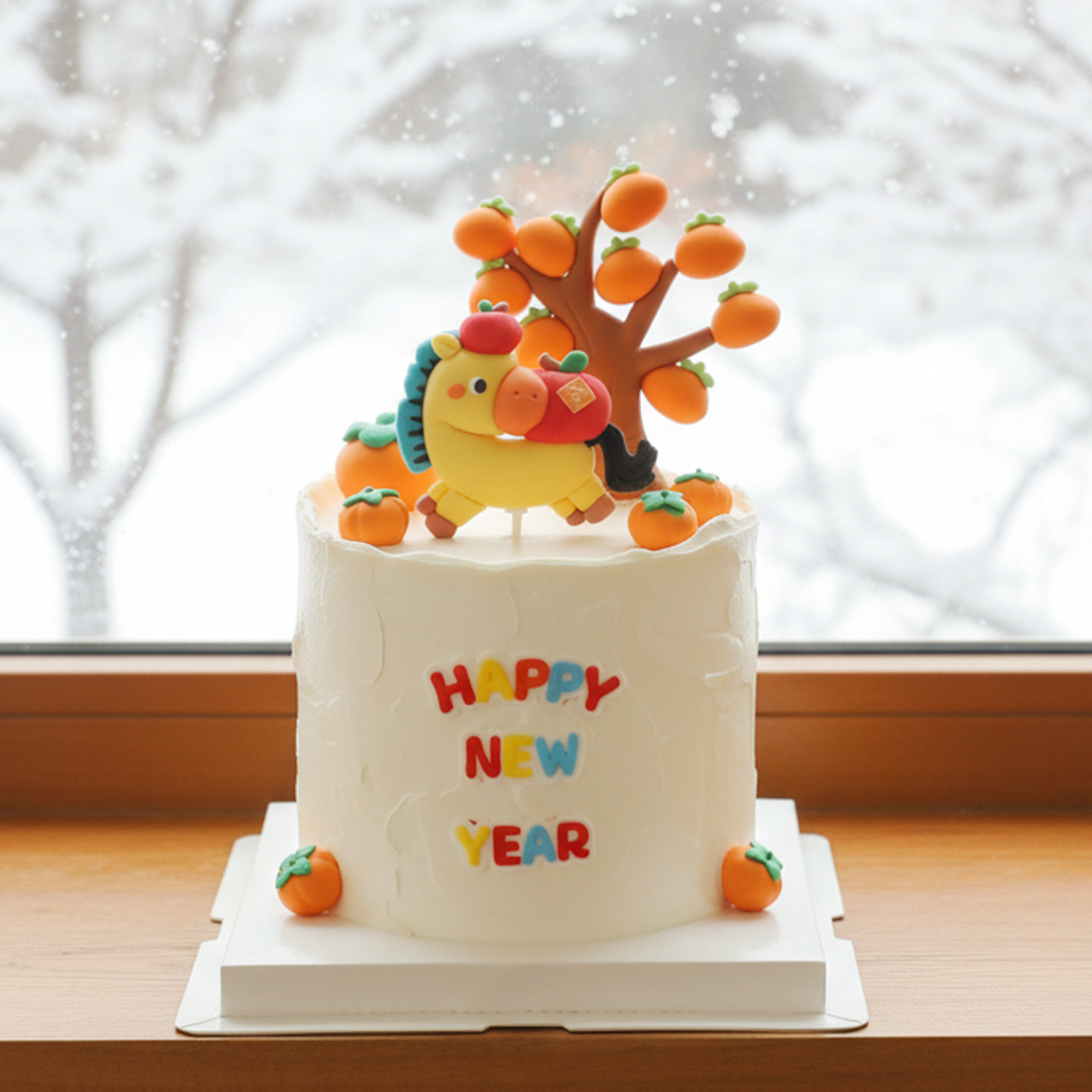 网红烘焙马宝宝新年生日平安大吉装饰摆件蛋糕软陶柿子树甜品插件,淘宝优惠券,粉丝福利购,淘宝优惠卷