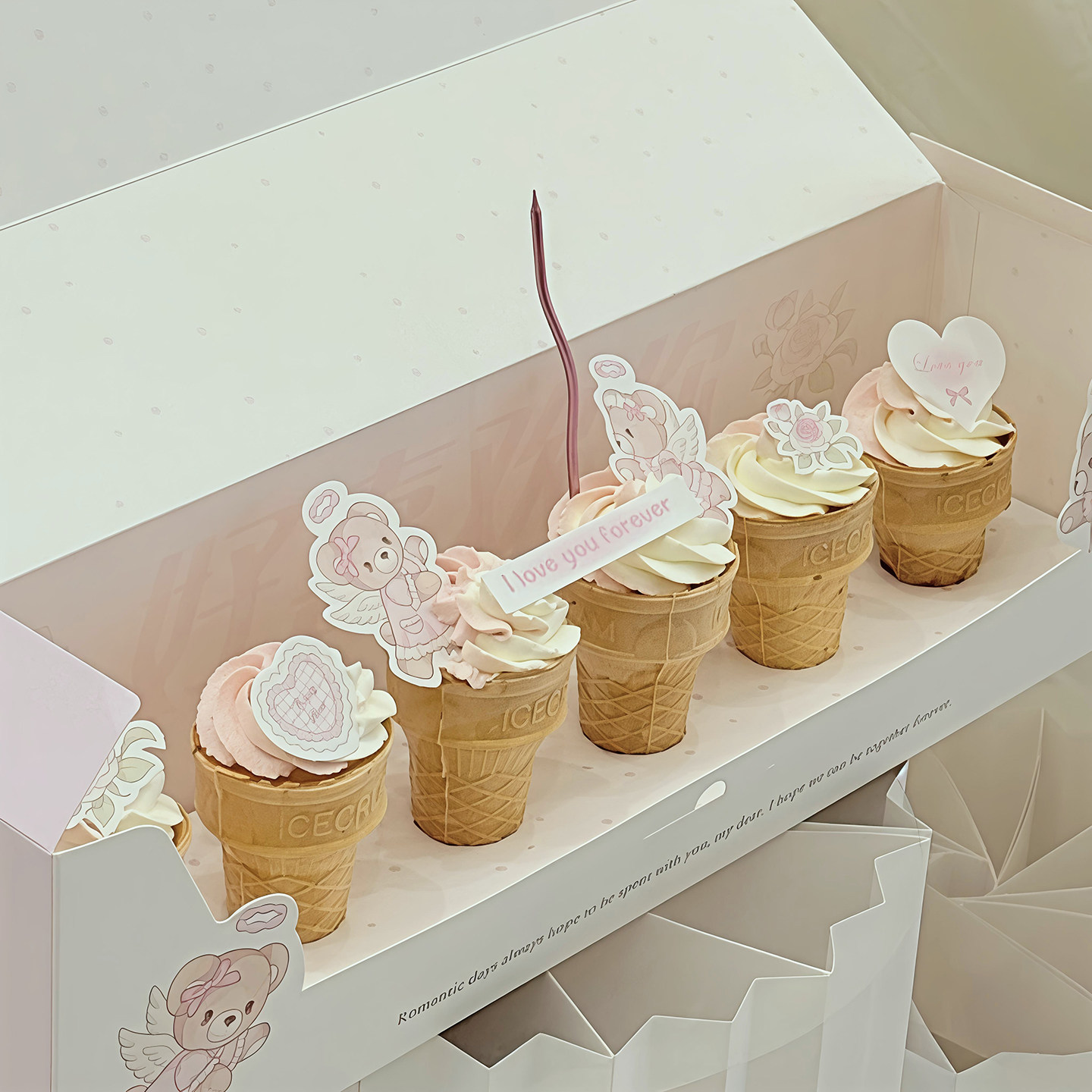 包邮2.14情人节粉色好喜欢你长条蛋糕包装甜品盒甜筒表白创意插件,淘宝优惠券,粉丝福利购,淘宝优惠卷