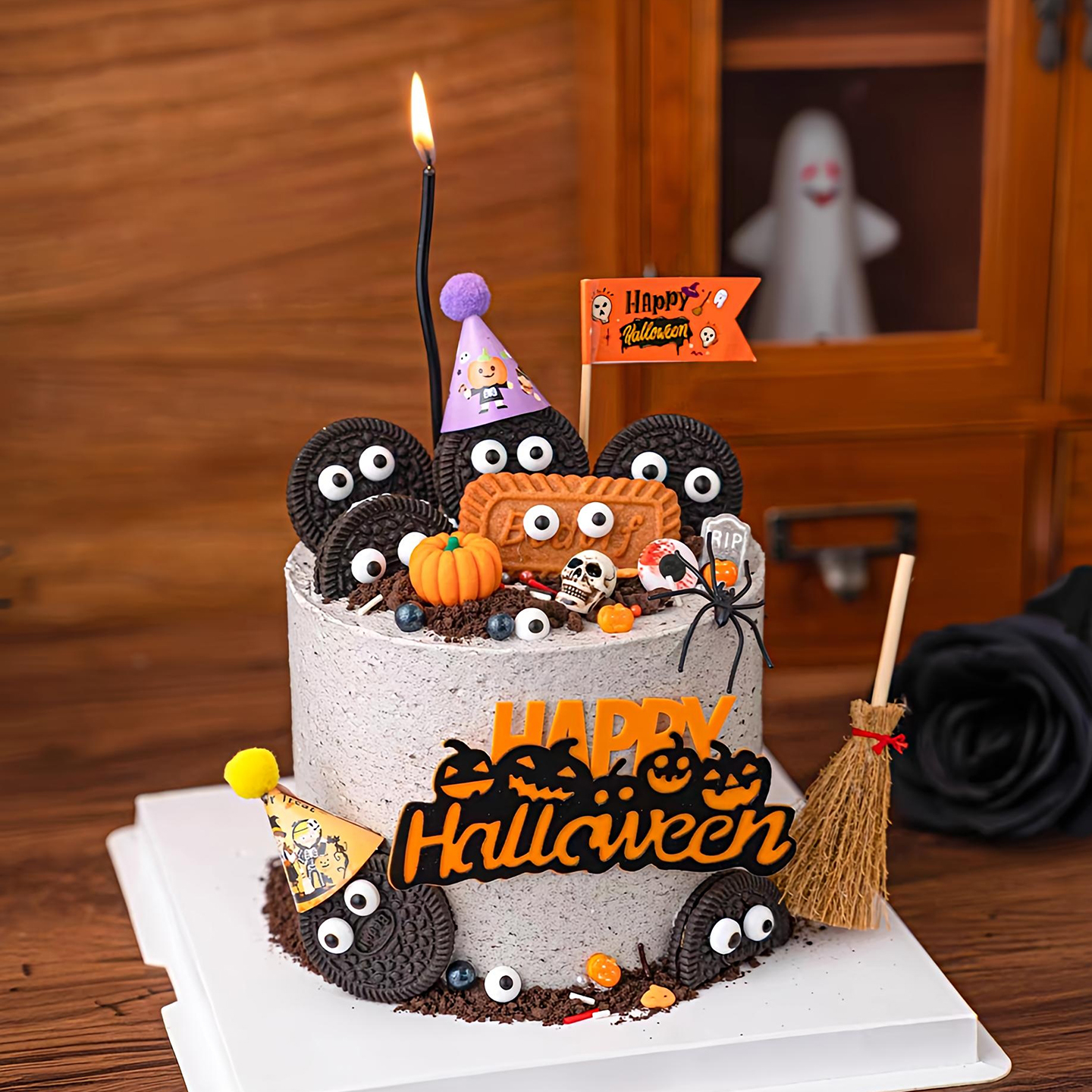 包邮万圣节网红蛋糕装饰摆件南瓜骷髅小怪兽巧克力饼干眼睛糖插件 - 图3