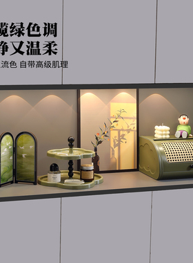 中古风玄关收纳桌面摆件摆画装饰