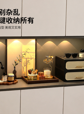 中古风玄关木质置物架家居装饰品
