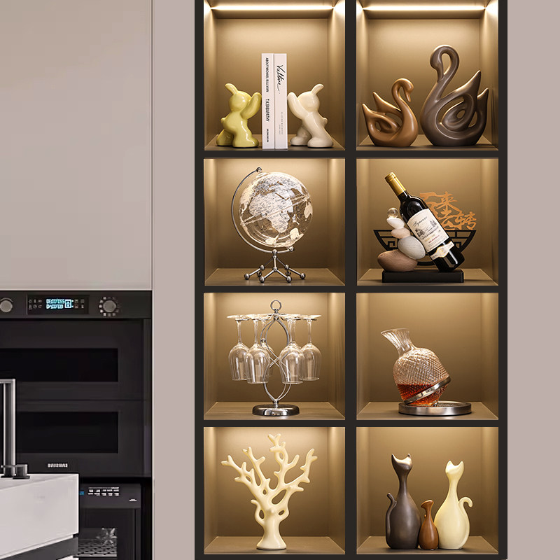 轻奢玄关餐边柜新房装饰品摆件高档客厅酒柜电视柜高级感红酒架托,淘宝优惠券,粉丝福利购,淘宝优惠卷