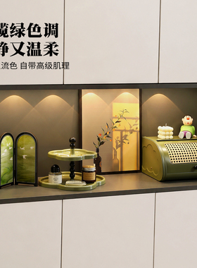 复古玄关收纳桌面摆件摆画装饰品