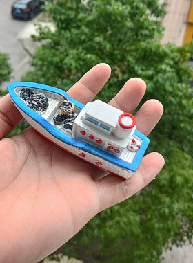地中海彩绘树脂渔船模型鱼缸微景观造景摆件创意家居海洋主题装饰