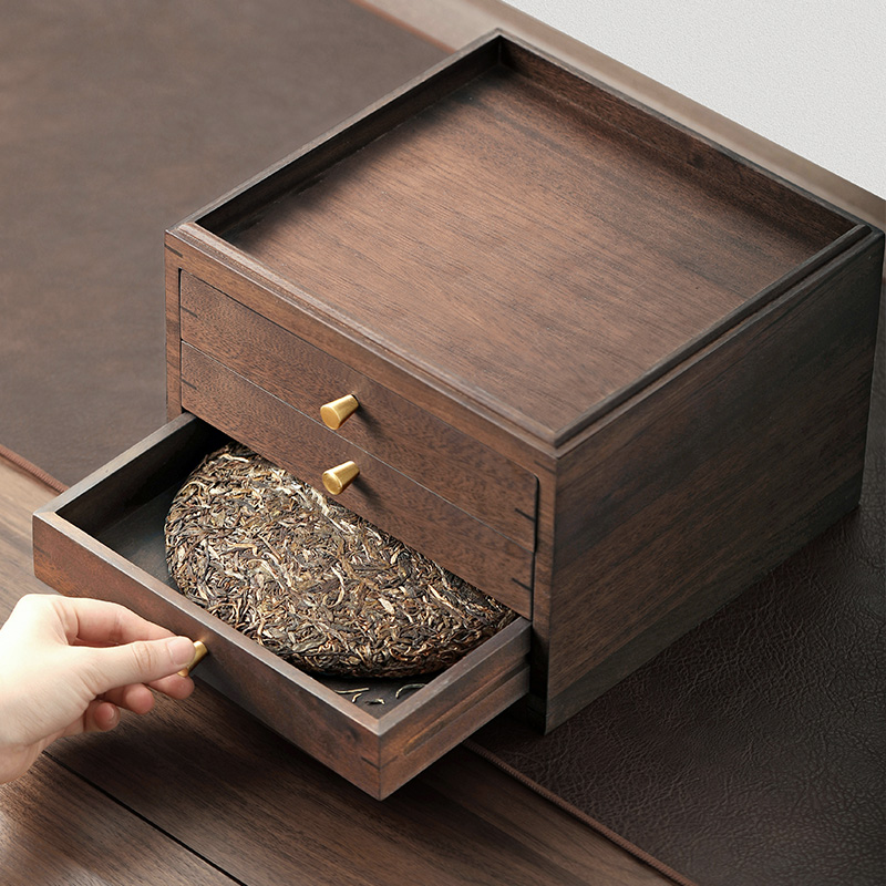 尚言坊严选胡桃木普洱茶饼收纳盒白茶储存罐茶盒空盒茶叶罐储存箱