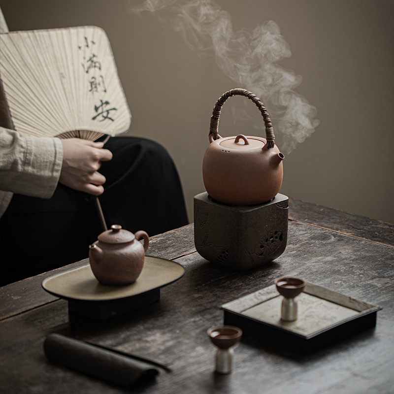 尚言坊严选围炉煮茶壶煮茶器罐罐茶煮茶壶侧把壶围炉陶壶碳明火