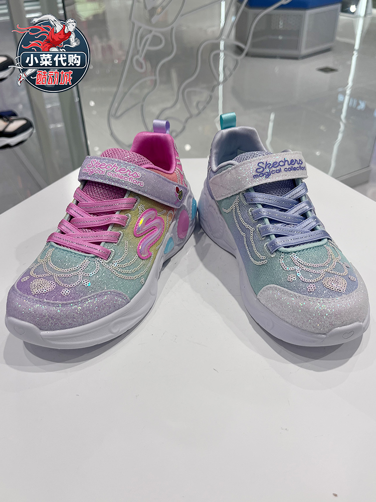 Skechers斯凯奇女童鞋2023春夏中小童闪灯鞋休闲运动鞋 302686L/N-图0