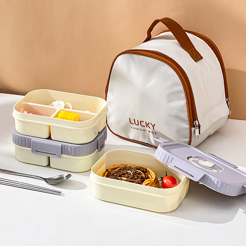 饭盒便携分格餐盒套装可微波炉加热便当盒上班族专用水果保鲜盒 - 图2