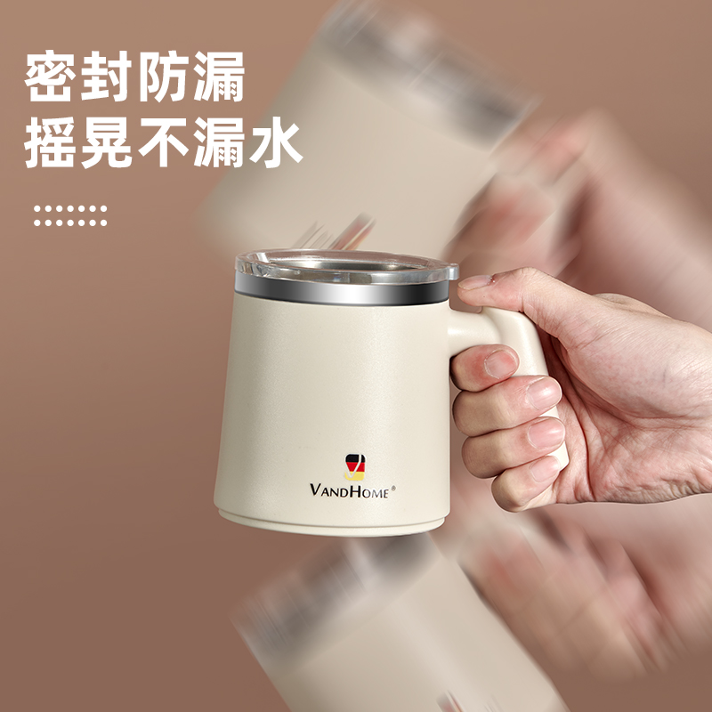 杯子马克杯带盖男女生304不锈钢咖啡杯子家用办公室高颜值喝水杯