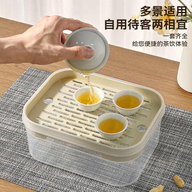 ຊຸດຊາ Portable ກາງແຈ້ງ camping drain tray ຄົວເຮືອນຫນຶ່ງຫມໍ້ສີ່ຈອກ kung fu teapot ຈອກຊາສໍາເລັດຊຸດ