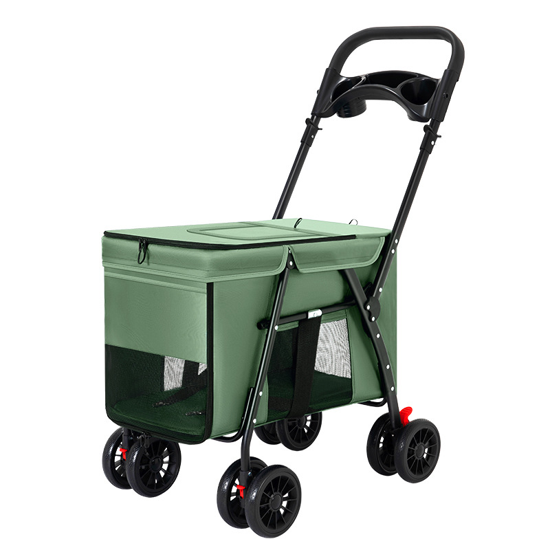 柯基宠物推车中大型犬外出婴儿手推车折叠拖车瘫痪残疾老年狗出行 - 图3