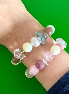 BLEU et ROSE【晨雾】原创清冷天然水晶手链白水晶月光石茶晶手串