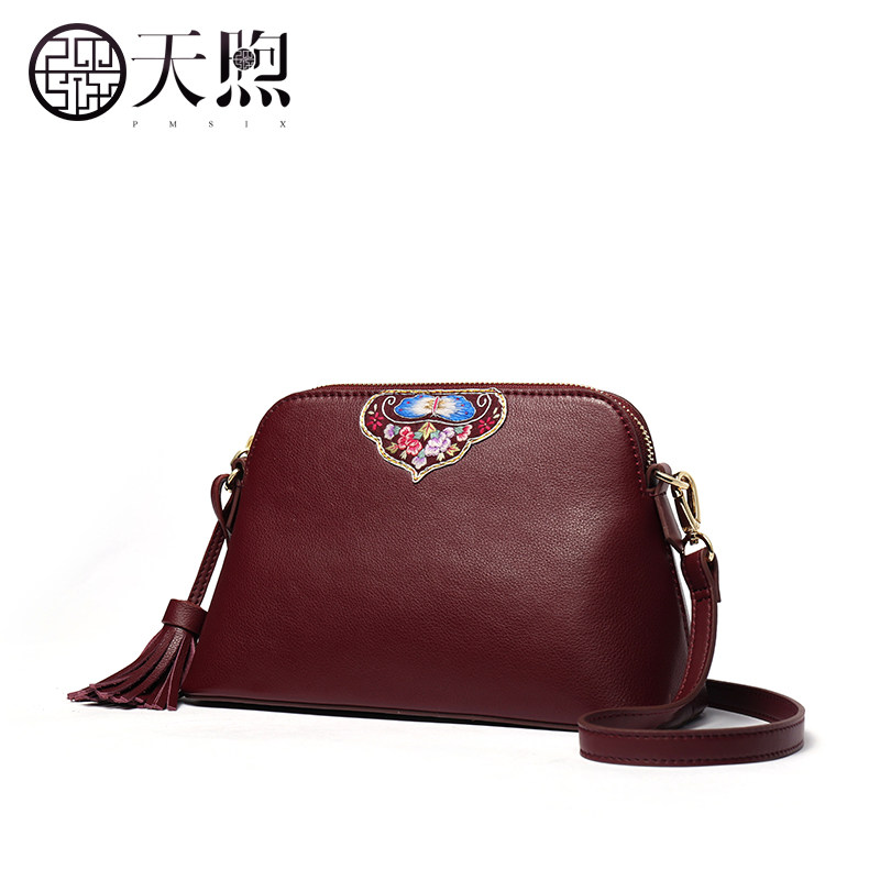 女2020新款头层牛皮流苏单肩小包包 pmsix女士包袋
