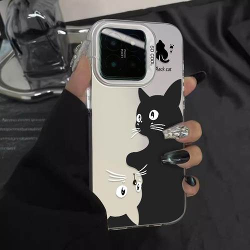 黑白猫咪适用一加ace3手机壳新款ace2pro套1+ace2v高级感OnePlus1加12全包11por+彩银卡通acepro男女款findx6 - 图2