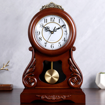 Eurostyle solid wood seat bell retro home sitting room sitting clock silent quartz clock large number at the time of the clock HD278